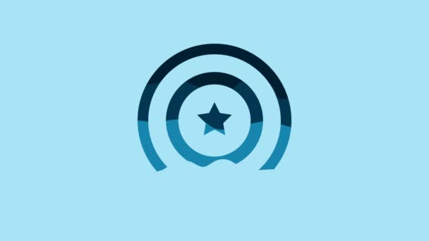 Blue American Star Shield Icon Isolated Blue Background United States — Vídeos de Stock