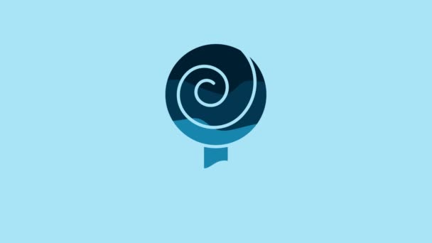 Blue Lollipop Icon Isolated Blue Background Candy Sign Food Delicious — Vídeo de Stock