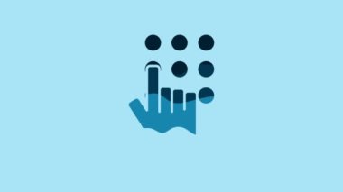 Blue Password protection and safety access icon isolated on blue background. Security, safety, protection, privacy concept. 4K Video motion graphic animation .