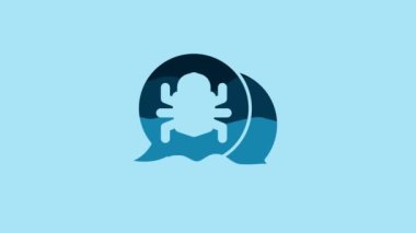 Blue System bug concept icon isolated on blue background. Code bug concept. Bug in the system. Bug searching. 4K Video motion graphic animation .