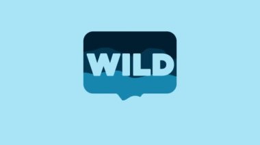 Blue Pointer to wild west icon isolated on blue background. Western signboard, message board, signpost for finding way with direction. 4K Video motion graphic animation .