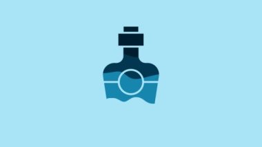 Blue Tequila bottle icon isolated on blue background. Mexican alcohol drink. 4K Video motion graphic animation .