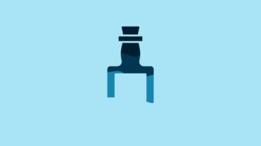 Blue Tequila bottle icon isolated on blue background. Mexican alcohol drink. 4K Video motion graphic animation .