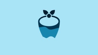Blue Cowboy bandana icon isolated on blue background. 4K Video motion graphic animation .