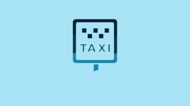 Blue Road sign for a taxi stand icon isolated on blue background. 4K Video motion graphic animation .