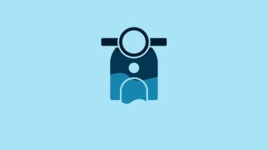 Blue Scooter icon isolated on blue background. 4K Video motion graphic animation .