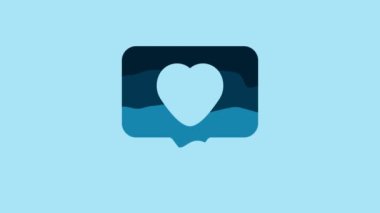 Blue Like and heart icon isolated on blue background. Counter Notification Icon. Follower Insta. 4K Video motion graphic animation .