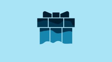 Blue Gift box icon isolated on blue background. Valentines day. 4K Video motion graphic animation .