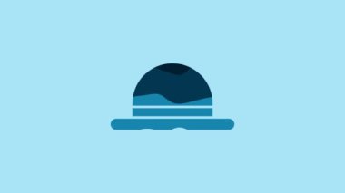 Blue Clown hat icon isolated on blue background. Bowler hat. 4K Video motion graphic animation .