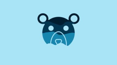 Blue Bear head icon isolated on blue background. 4K Video motion graphic animation .