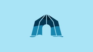 Blue Circus tent icon isolated on blue background. Carnival camping tent. Amusement park. 4K Video motion graphic animation .