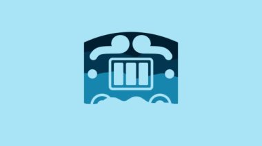Blue Circus wagon icon isolated on blue background. Circus trailer, wagon wheel. 4K Video motion graphic animation .