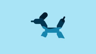 Blue Balloon dog icon isolated on blue background. 4K Video motion graphic animation .