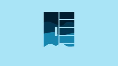 Blue Wardrobe icon isolated on blue background. 4K Video motion graphic animation .