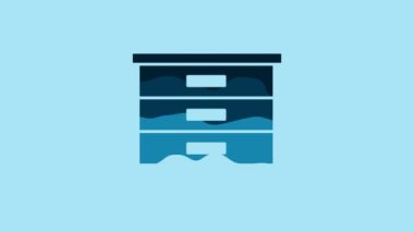 Blue Furniture nightstand icon isolated on blue background. 4K Video motion graphic animation .