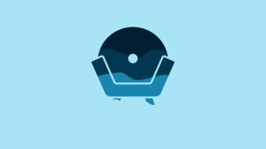 Blue Armchair icon isolated on blue background. 4K Video motion graphic animation .