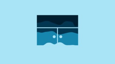 Blue Wardrobe icon isolated on blue background. 4K Video motion graphic animation .