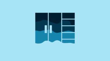 Blue Wardrobe icon isolated on blue background. 4K Video motion graphic animation .