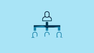Blue Business hierarchy organogram chart infographics icon isolated on blue background. Corporate organizational structure graphic elements. 4K Video motion graphic animation .