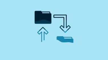Blue Cloud storage text document folder icon isolated on blue background. 4K Video motion graphic animation .