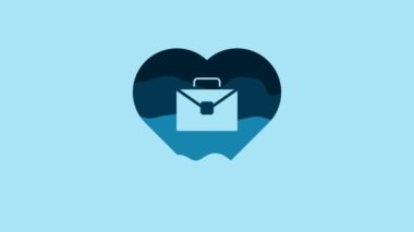 Blue Heart with text work icon isolated on blue background. 4K Video motion graphic animation .