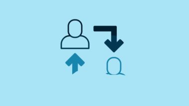 Blue Project team base icon isolated on blue background. Business analysis and planning, consulting, team work, project management. 4K Video motion graphic animation .