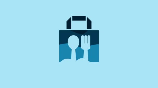 Blue Online Ordering Fast Food Delivery Icon Isolated Blue Background — Wideo stockowe