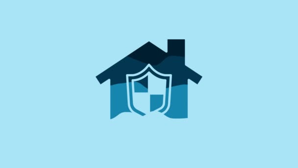 Blue House Protection Icon Isolated Blue Background Home Shield Protection — Wideo stockowe