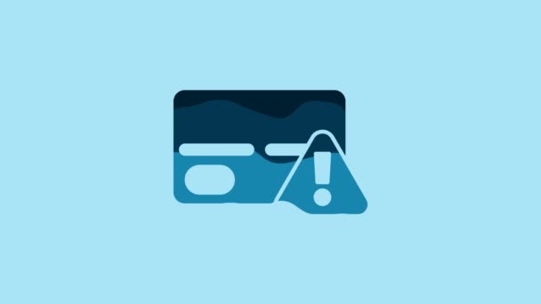 Blue Credit Card Icon Isolated Blue Background Online Payment Cash — Stockvideo