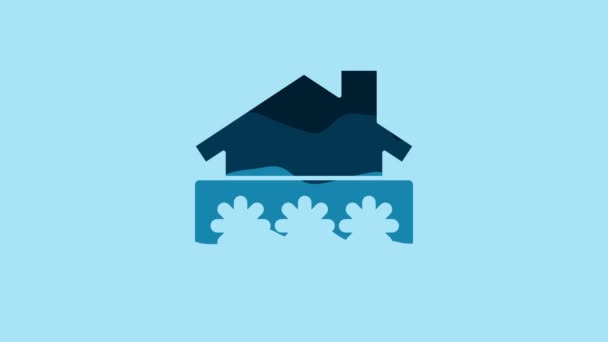 Blue House Password Notification Icon Isolated Blue Background Concept House — Stock videók