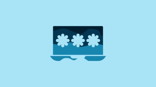 Синій Ноутбук Піктограмою Сповіщення Пароля Ізольовано Синьому Фоні Безпека Особистий — стокове відео