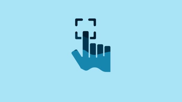Blue Fingerprint Icon Isolated Blue Background App Icon Identification Sign — Vídeos de Stock