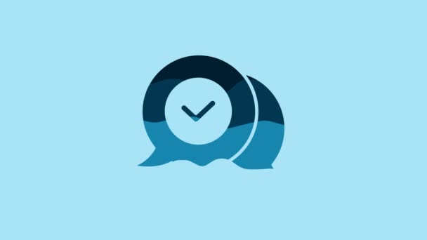 Blue Check Mark Speech Bubble Icon Isolated Blue Background Security — Vídeo de Stock