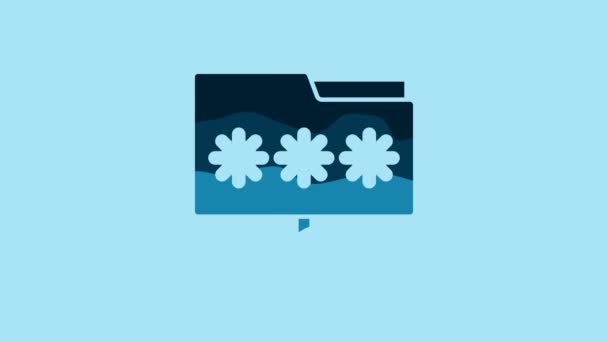 Blue Folder Іконою Сповіщення Паролів Ізольований Синьому Фоні Кіберзахист Безпека — стокове відео