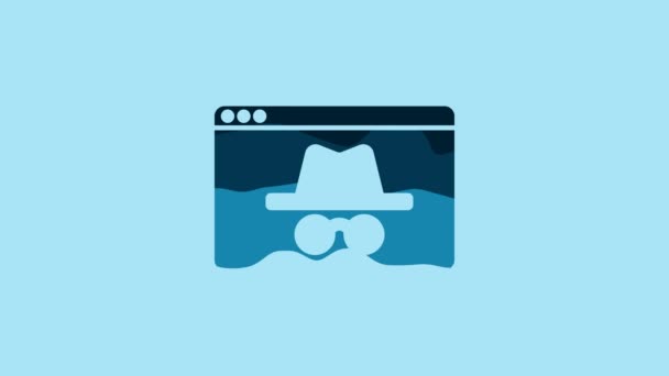 Blue Browser Incognito Window Icon Isolated Blue Background Video Motion — Stock Video