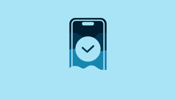 Blue Smartphone Mobile Phone Icon Isolated Blue Background Video Motion — Wideo stockowe