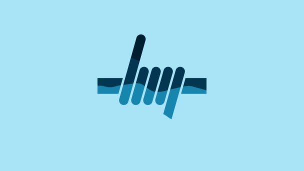 Blue Barbed Wire Icon Isolated Blue Background Video Motion Graphic — Vídeo de stock