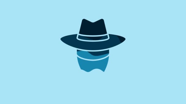 Blue Cowboy Icon Isolated Blue Background Video Motion Graphic Animation — Stockvideo