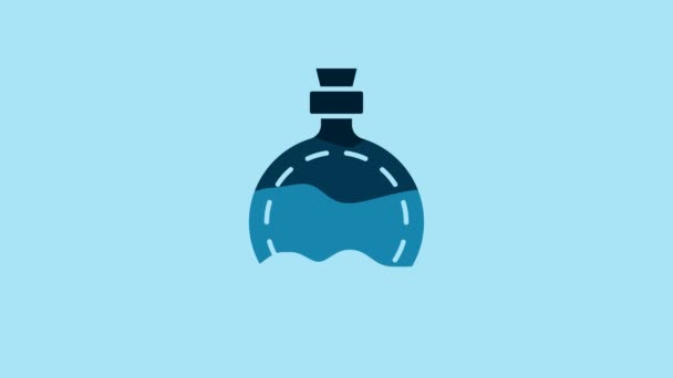 Синий Значок Бутылки Воды Столовой Изолирован Синем Фоне Туристическая Фляжка — стоковое видео