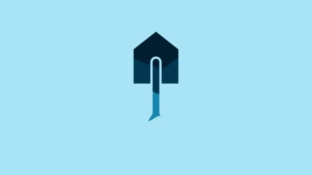 Blue Shovel Icon Isolated Blue Background Gardening Tool Tool Horticulture — Vídeo de Stock