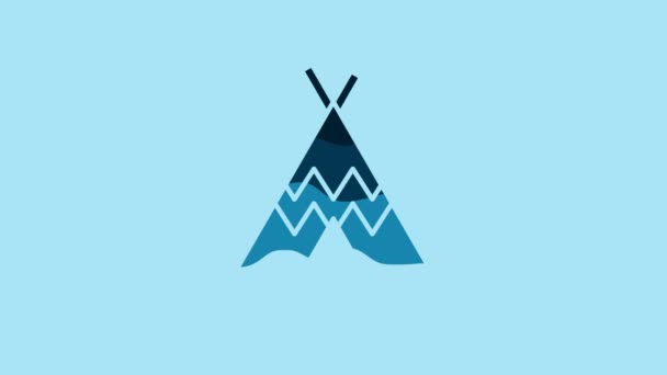 Blue Traditional Indian Teepee Wigwam Icon Isolated Blue Background Indian — Vídeo de stock