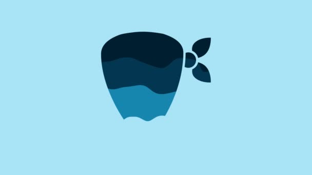 青色の背景に隔離されたブルーカウボーイバンダナアイコン 4Kビデオモーショングラフィックアニメーション — ストック動画