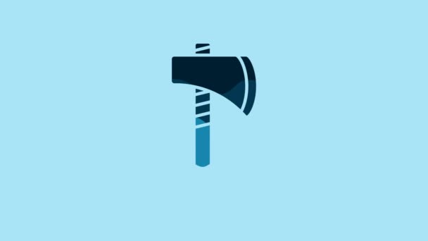 Blue Native American Tomahawk Axe Icon Isolated Blue Background Video — Stock video