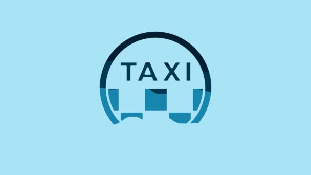 Blue Taxi Car Roof Icon Isolated Blue Background Video Motion — Stock video