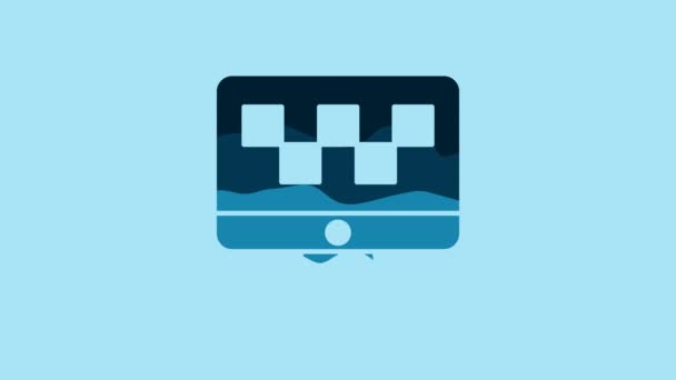 Blue Computer Call Taxi Service Icon Isolated Blue Background Video — Wideo stockowe