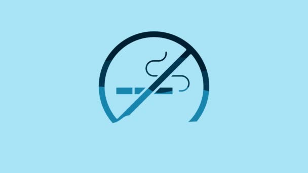 Blue Smoking Icon Isolated Blue Background Cigarette Symbol Video Motion — Stockvideo