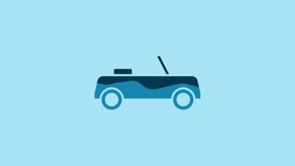 Blue Car Icon Isolated Blue Background Front View Video Motion — Vídeo de Stock