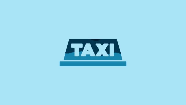 Blue Taxi Car Roof Icon Isolated Blue Background Video Motion — Wideo stockowe