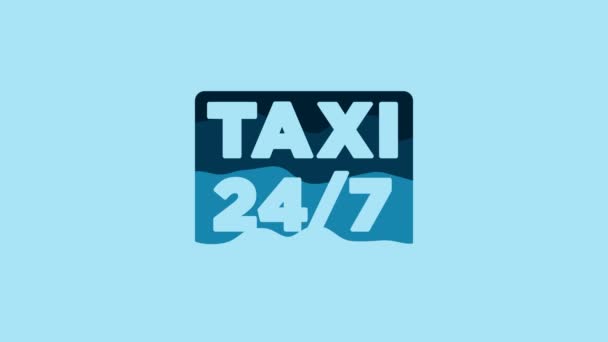 Blue Map Pointer Taxi Icon Isolated Blue Background Location Symbol — Αρχείο Βίντεο