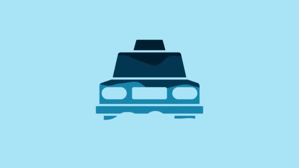 Синий Значок Автомобиля Выделен Синем Фоне Видеографическая Анимация — стоковое видео
